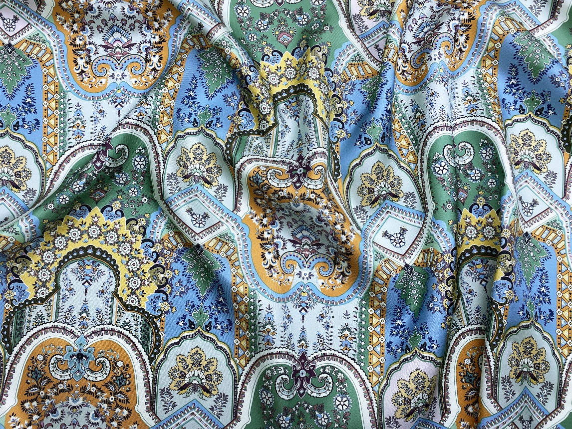 Ткань Твиловый Шёлк многоцветный принт орнамент 46424 2