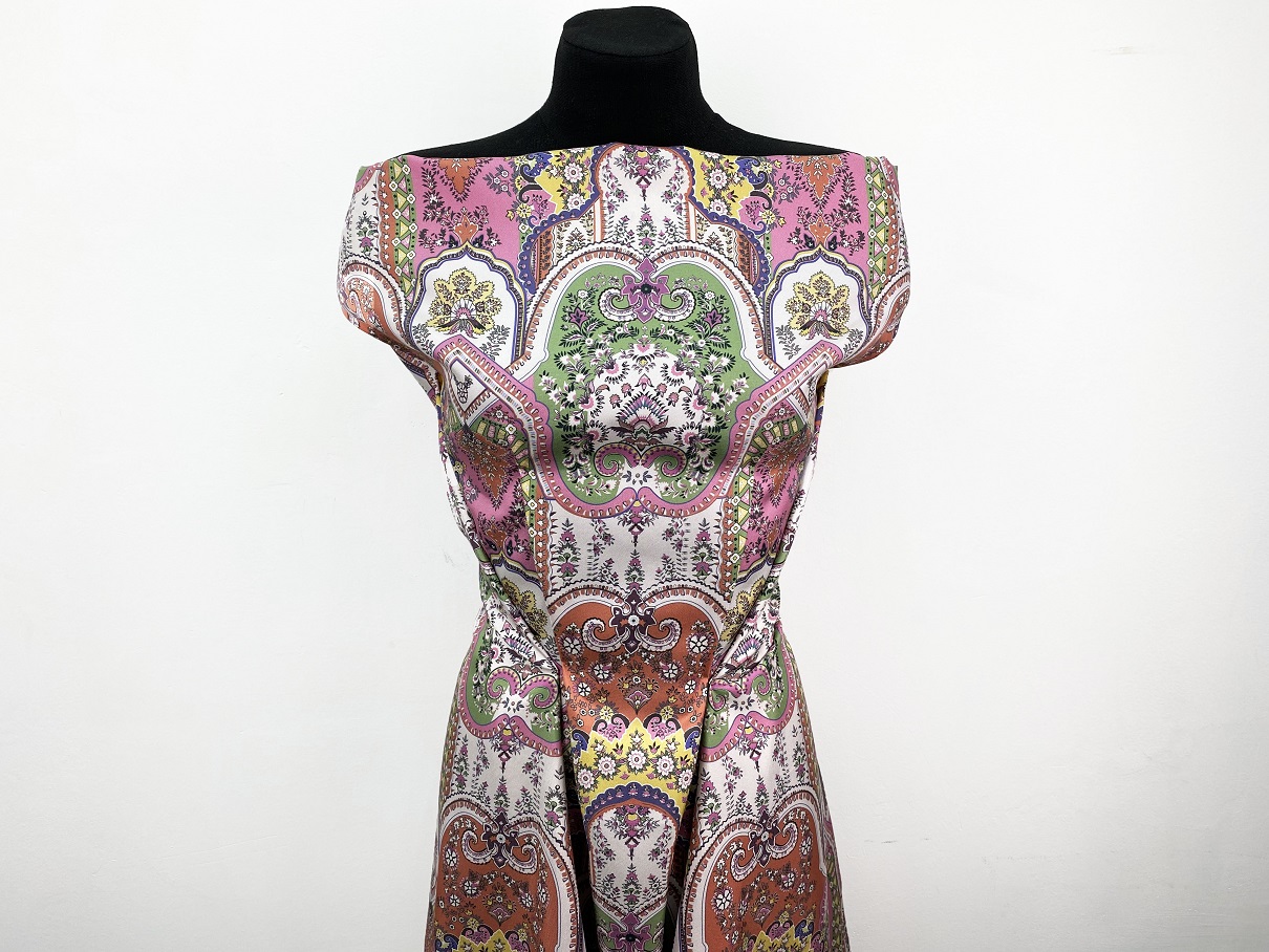 Ткань Твиловый Шёлк многоцветный принт орнамент 46428 5