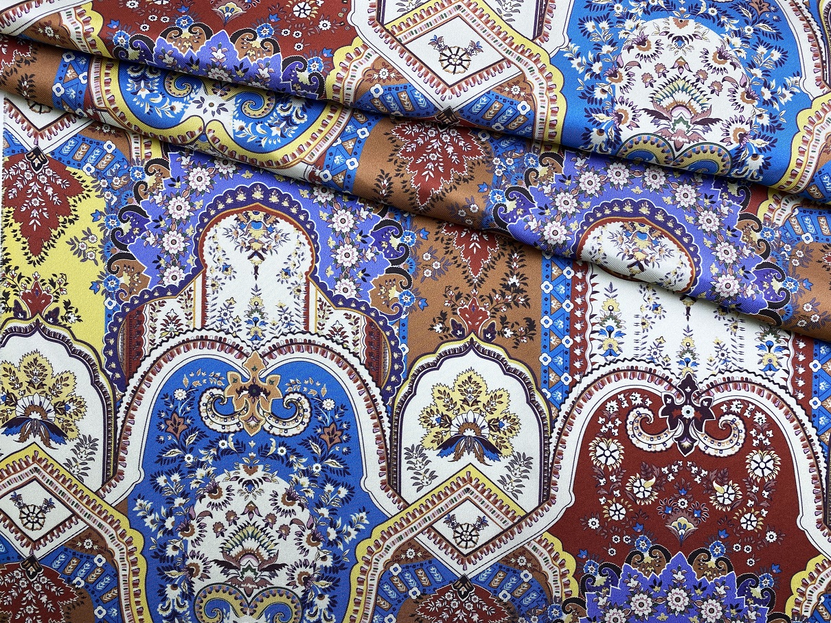 Ткань Твиловый Шёлк многоцветный принт орнамент  46423 1
