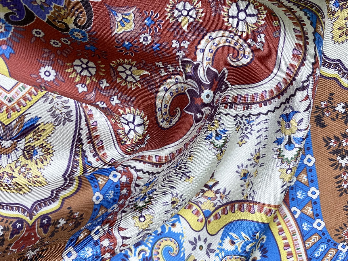 Ткань Твиловый Шёлк многоцветный принт орнамент  46423 3
