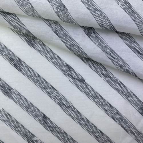 Ткань Ткань муслин белого цвета с принтом  диагональные полосы  16739