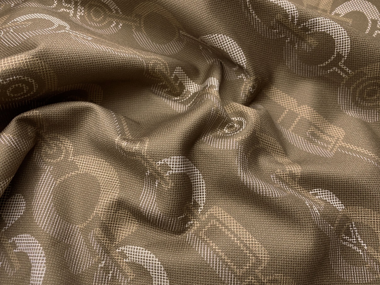 Ткань Пике коричневого цвета с принтом полосы из цепочки  16756 2