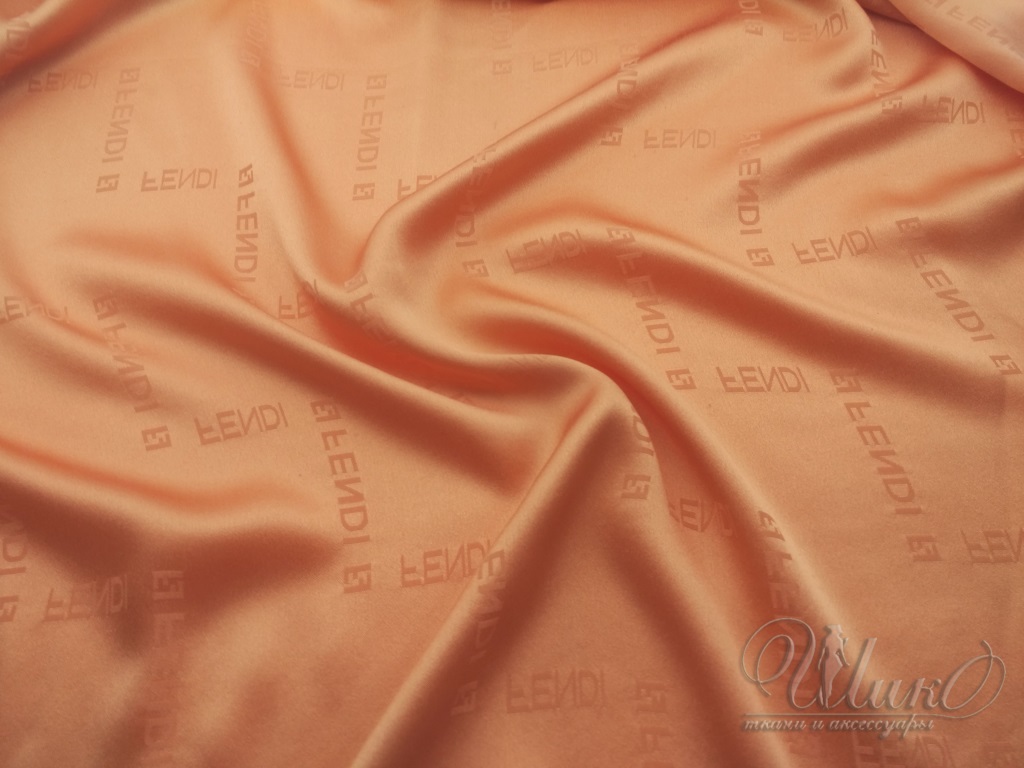 Ткань Шёлк однотонный оранжево-персикового цвета 1