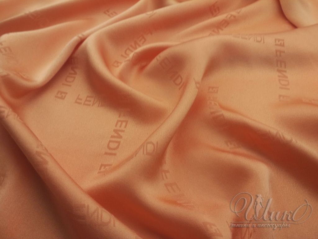 Ткань Шёлк однотонный оранжево-персикового цвета 2