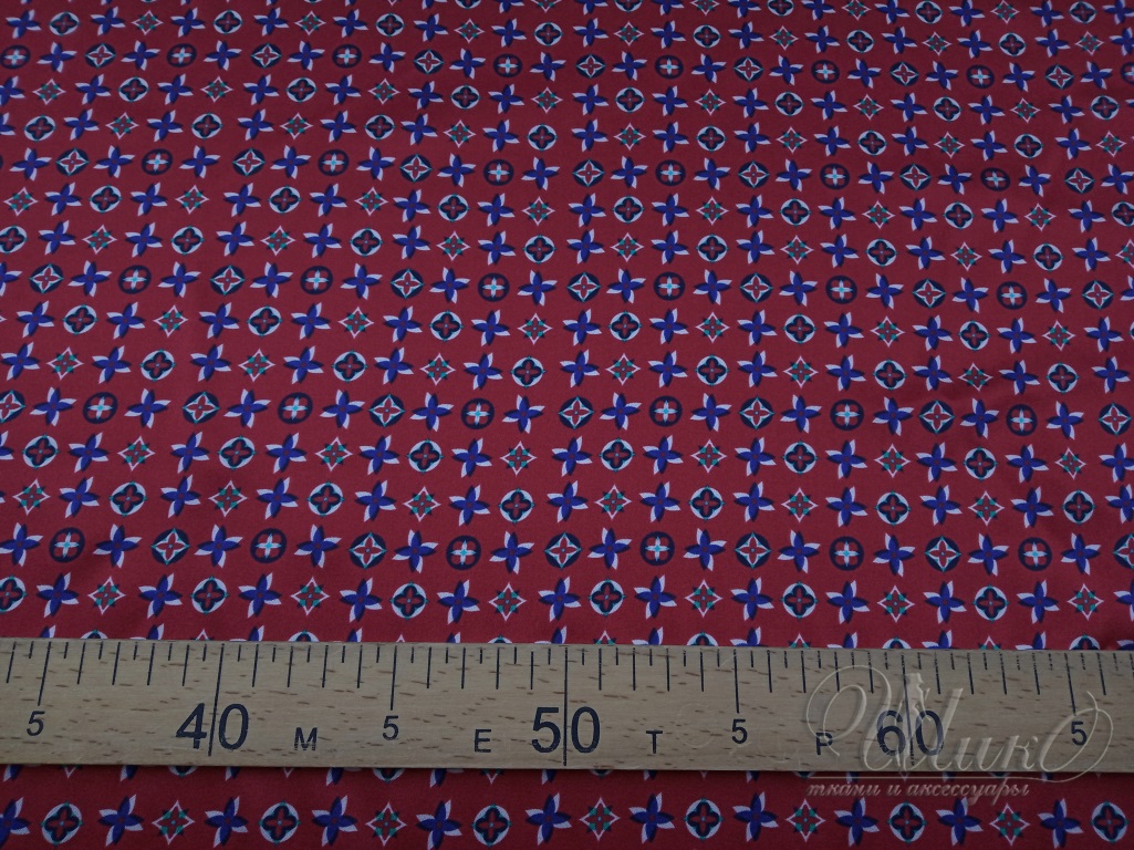 Ткань Атласный шелк красный принт Louis Vuitton 4