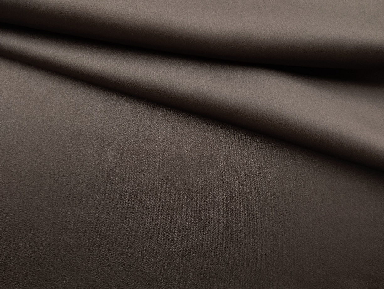 Ткань Атласный Шелк с эластаном  коричневый Италия  42760 1