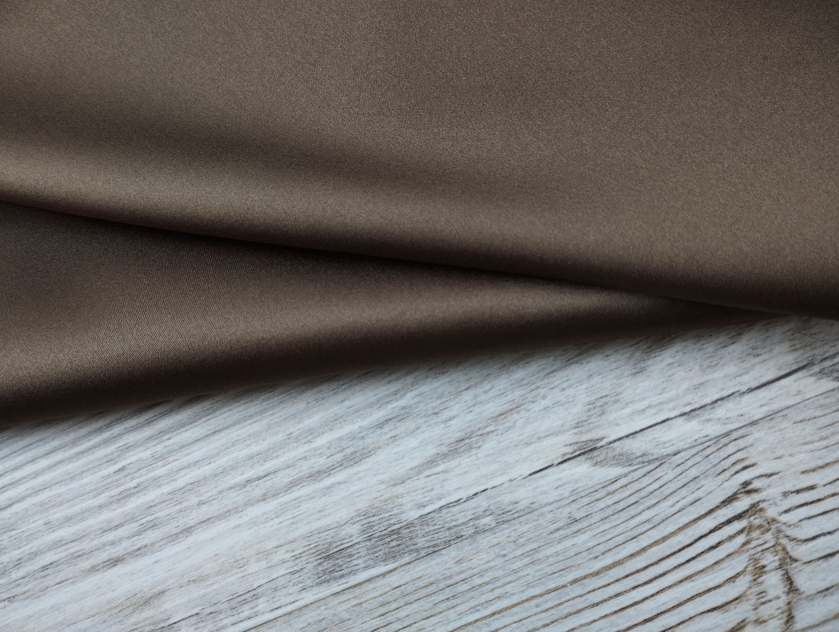 Ткань Атласный Шелк с эластаном  коричневый Италия  42760 4