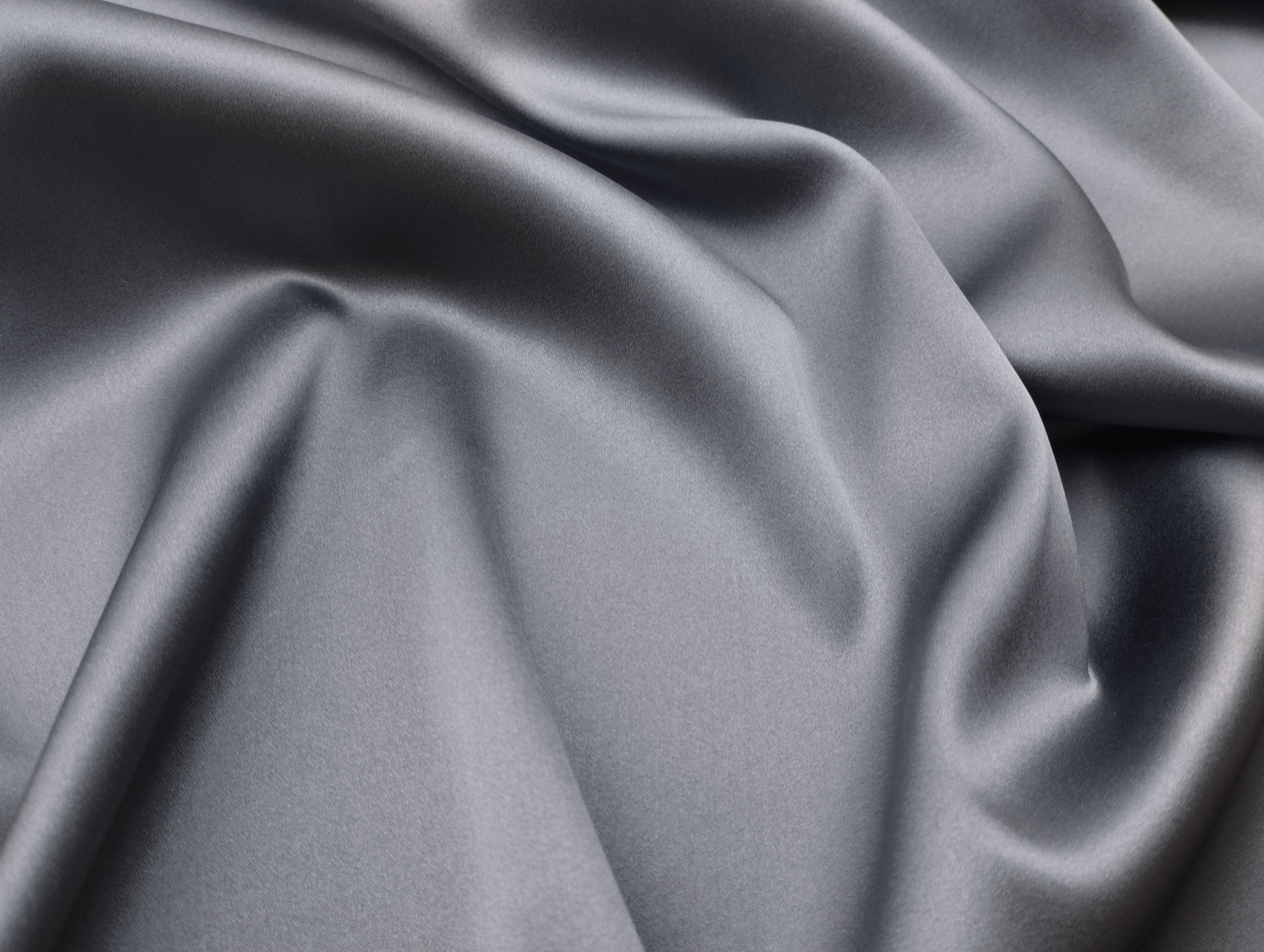 Ткань Атласный Шелк с эластаном  серый Италия  42747 2