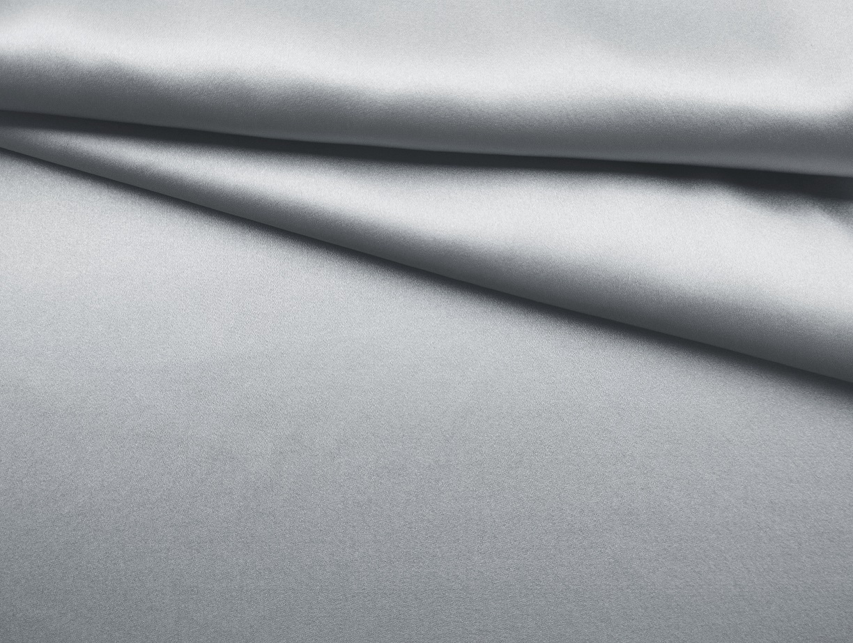 Ткань Атласный Шелк с эластаном  серый светлый Италия  42749 1