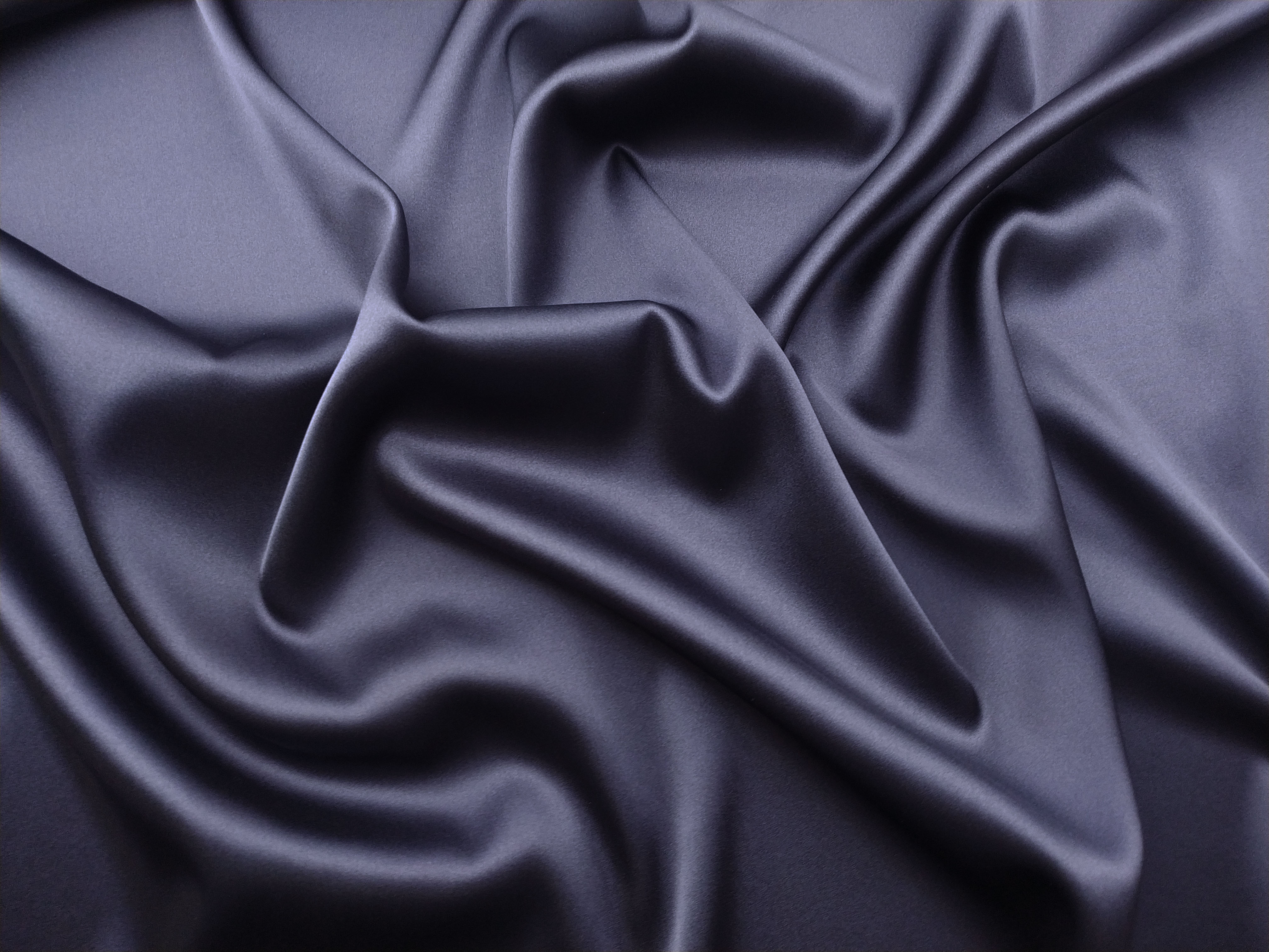 Ткань Атласный Шелк с эластаном  серо-синий  Италия 42827 2