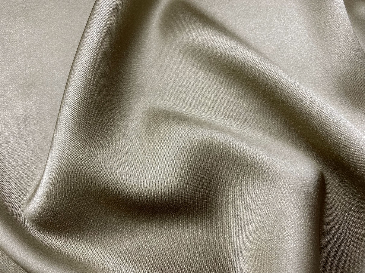 Ткань Атласный Шелк с эластаном  оливково-золотистый Италия   42965 2