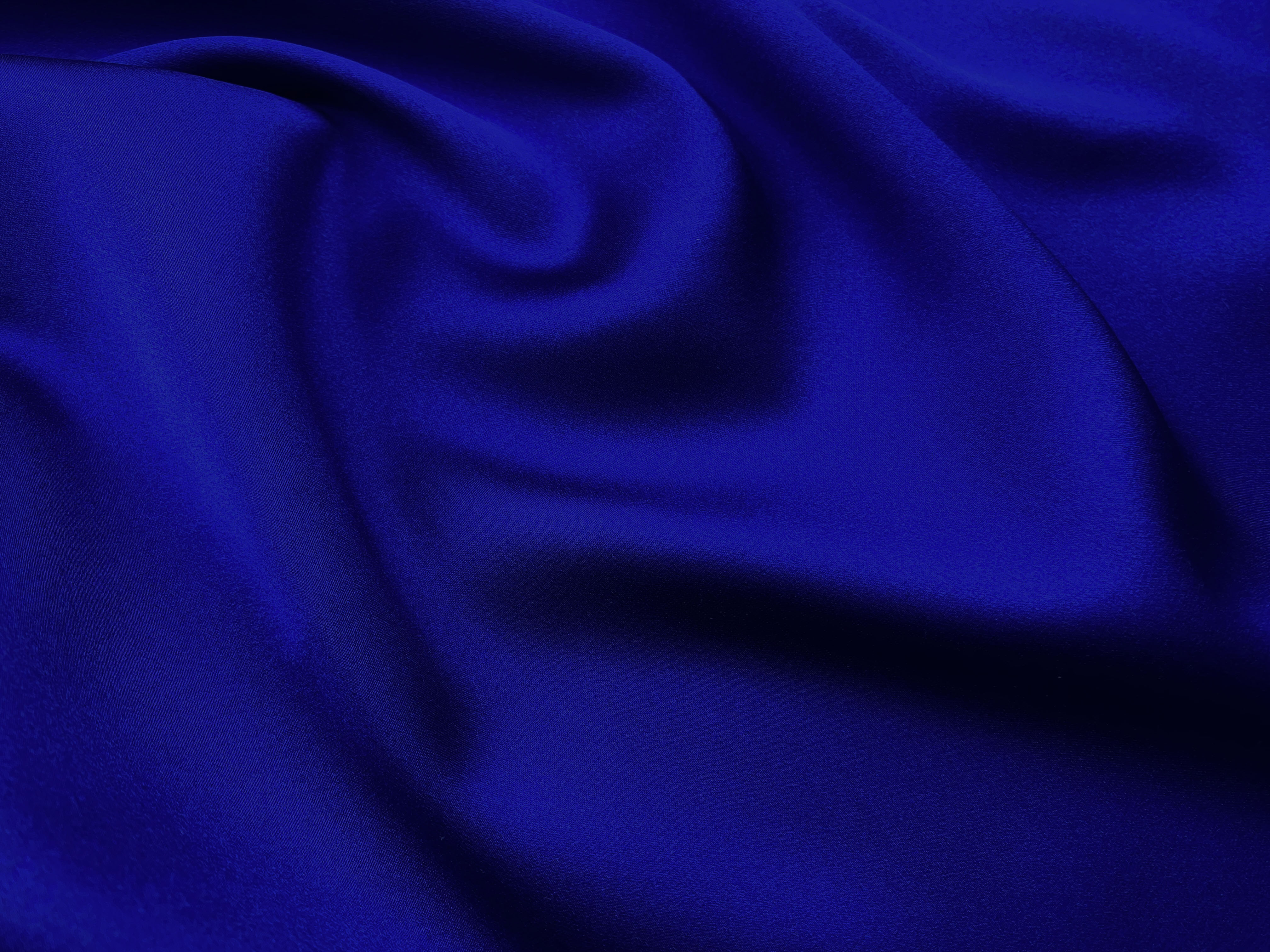 Ткань Атласный Шелк с эластаном  синий Италия 46068 2