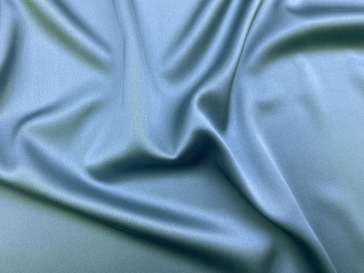 Ткань Атласный Шелк с эластаном  серо-голубой Италия 46183 2