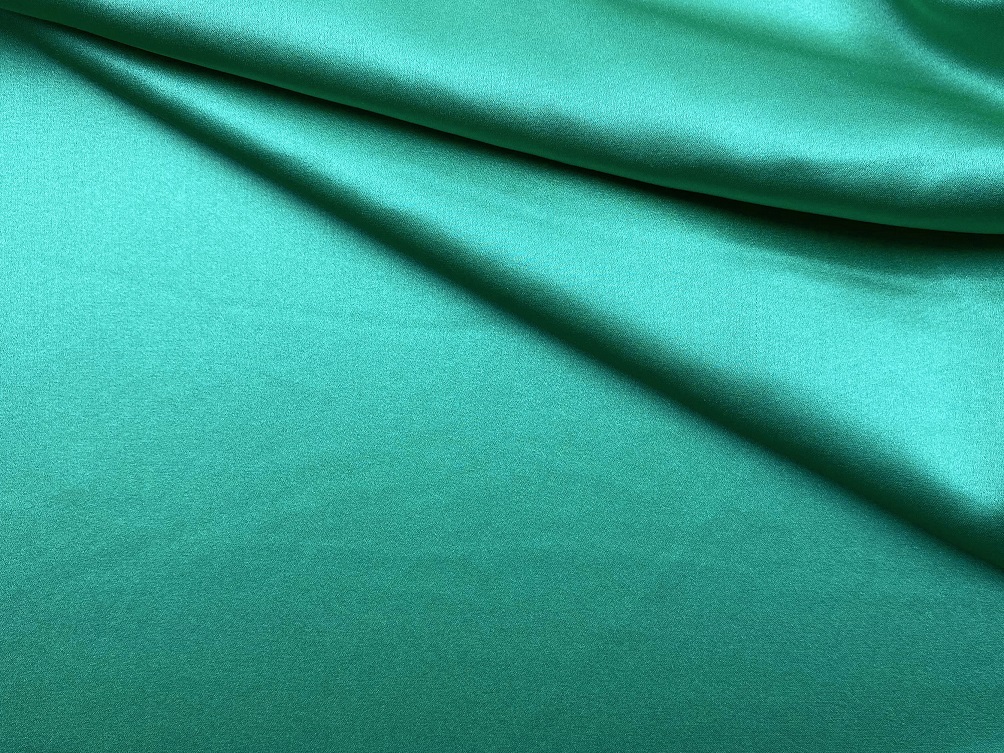 Ткань Атласный Шелк с эластаном  зелено-бирюзовый  Италия 46335 1