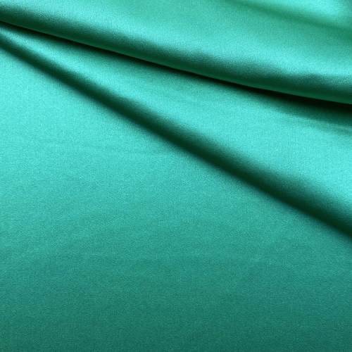 Ткань Атласный Шелк с эластаном  зелено-бирюзовый  Италия 46335