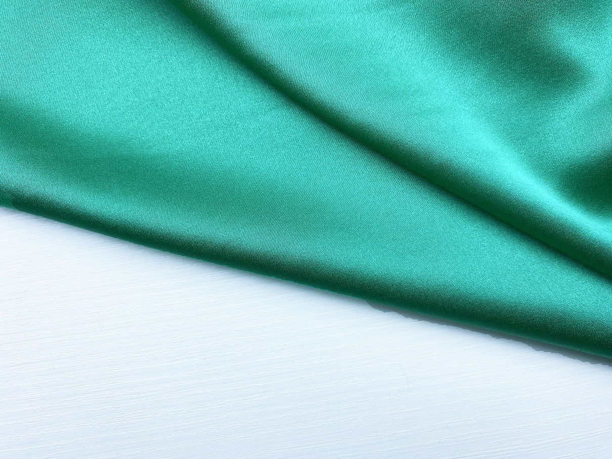 Ткань Атласный Шелк с эластаном  зелено-бирюзовый  Италия 46335 4