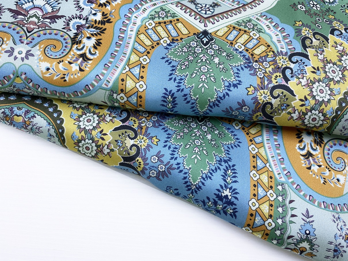 Ткань Твиловый Шёлк многоцветный принт орнамент 46424 4
