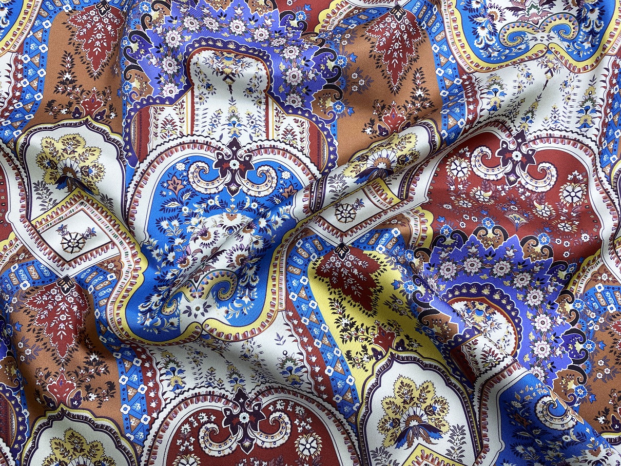 Ткань Твиловый Шёлк многоцветный принт орнамент  46423 2