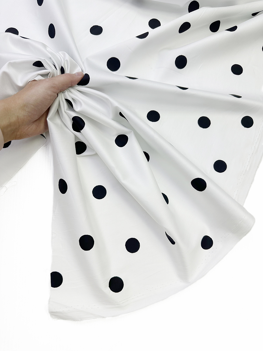 Ткань Хлопок белый в крупный черный горох 14487 5