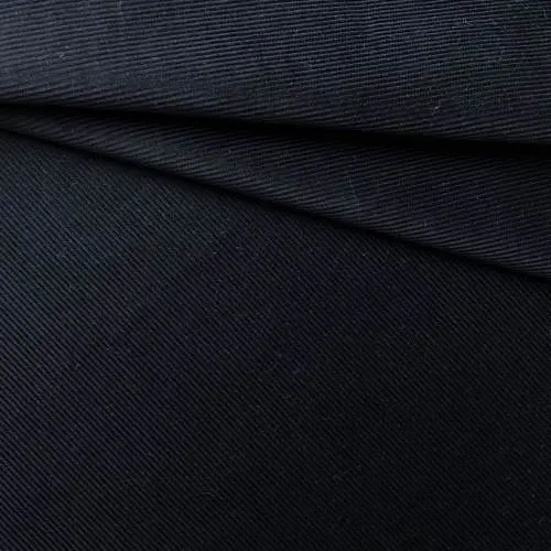 Ткань Вельвет черного цвета однотонный в  мелкий рубчик 06573