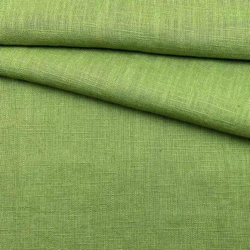 Ткань Лён светло-зеленого цвета  однотонная  20436