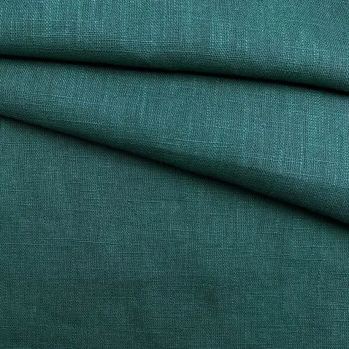 Ткань Лён  темно-зеленого цвета однотонная 20438