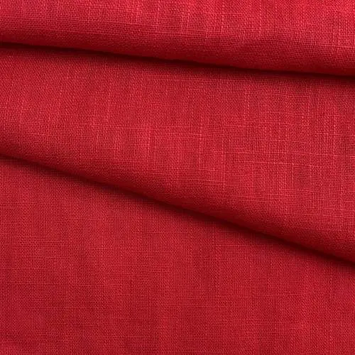 Ткань Лён  красного цвета однотонная 20435