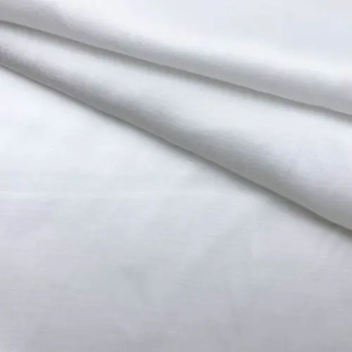 Ткань Вискоза белого цвета  атласная тонкая однотонная 17348
