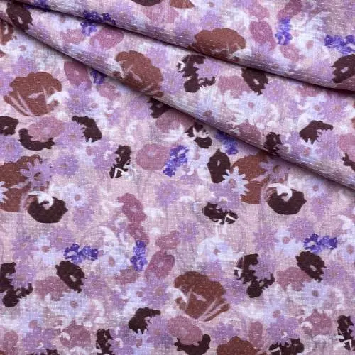 Ткань Вискоза  розового цвета с принтом цветы 17405