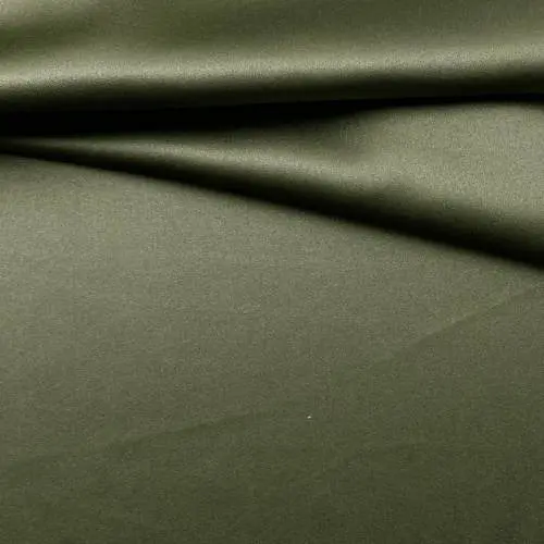 Ткань Атласный Шелк с эластаном  оливковый темный  Италия   46336