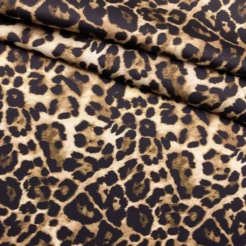 Ткань Шёлк Армани коричневого цвета с принтом леопард 46508