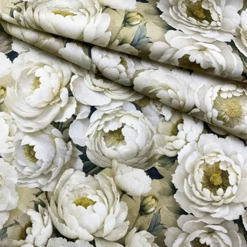 Ткань Хлопок  бежевого цвета с принтом цветы 16903