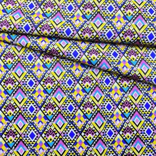 Ткань Бязь  с принтом разноцветные ромбы 16815