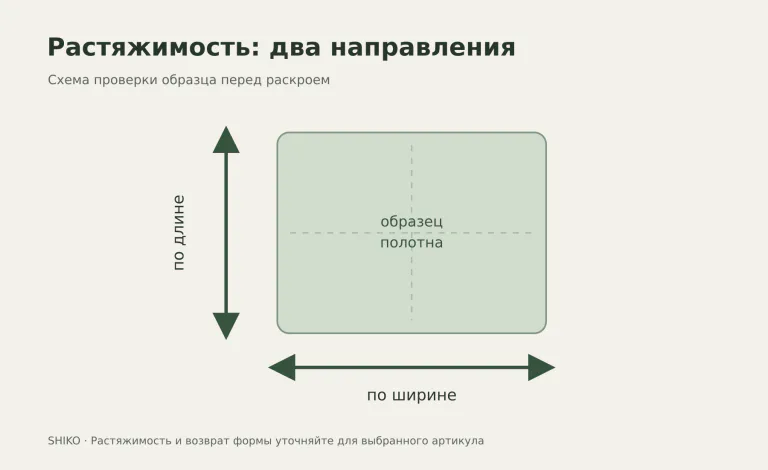 Схема проверки растяжимости полотна по длине и ширине
